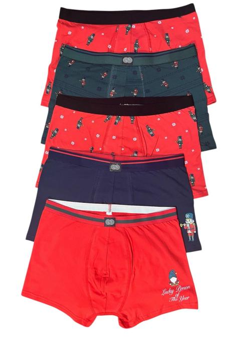 Boxeri barbati de Craciun, imprimeu emoji craciun,culoare diversificata,En-gros